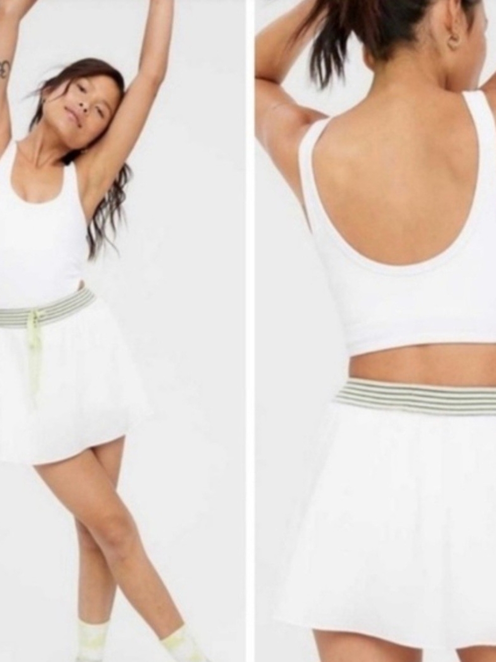 Offline By Aerie White Athletic Dress with Striped Waist and Cutouts